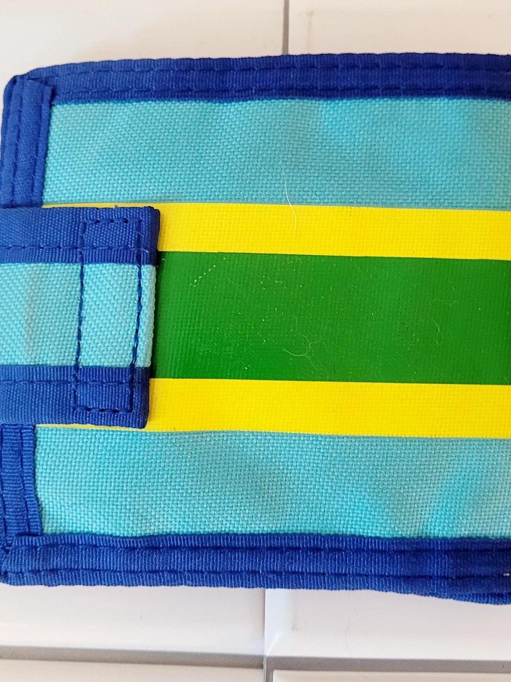 Velcro Stripe Wallet - Blue, Green & Yellow Vinyl Retro